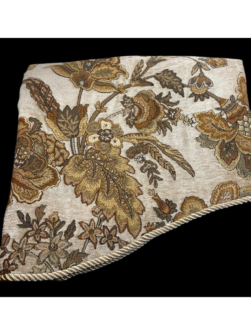 Beautiful Set Of 3 Floral Tapestry Valances 52" W X 18" L Beige & Gold Design